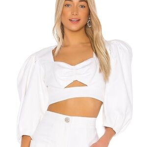 Iorane Supper Cotton Cropped Top in Off White Large Cut Out Revolve Casual
